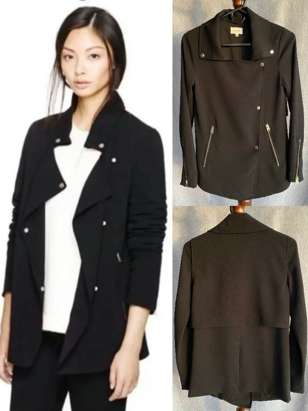 Aritzia | Wilfred Asymmetric Mayet Moto Black Crepe Drape Flowy Trench Jacket